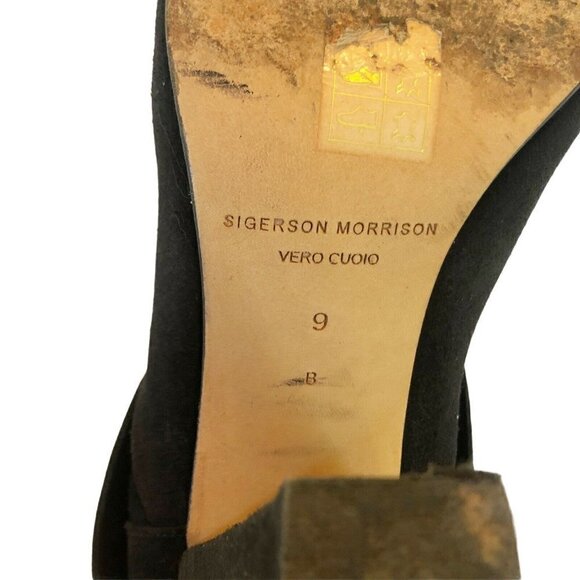 Sigerson Morrison Black Ferg Leather Suede Booties - Picture 9 of 13